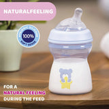 vhvbtleblu250 - Chicco Natural Feeling 250ml Baby Milk Feeding Bottle with Wide Neck, Anti - Colic for Easy Milk Flow, for Babies & Toddlers 2m+ (Blue) - Looknstyle