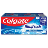 Colgate MaxFresh Toothpaste, Blue Gel Tooth Paste with Menthol for Super Fresh Breath, 300g, 150g X 2 (Peppermint Ice, Combo Pack Offer)