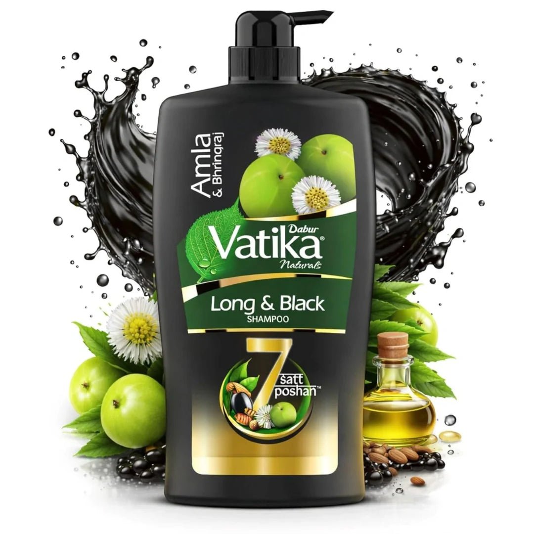 DABYRV - Dabur Vatika Long & Black Shampoo With The Goodness Of Amla & Bhringraj For Shiny, Black Hair, 640ml - Looknstyle