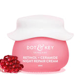 Dot & Key Night Reset Retinol + Ceramide Night Cream | Anti Aging Cream For Women & Men | Reduces Fine Lines & Wrinkles | Oil Free & Non Sticky Moisturizer | For Glowing Youthful Skin | For All Skin Types | 60ml - Deals999
