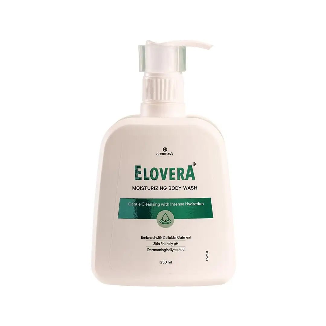 GLENMARKMOISTURIZINGBODYWASH - Elovera Body Wash Glenmark 250Ml, Enriched With Aloe Vera & Vitamin E, Intense Moisturising Formula I Hydrates And Makes The Skin Soft And Healthy I Lightens Skin Blemishes I Non - Greasy - Looknstyle