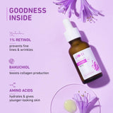 m2 - Plum 1% Retinol Anti - Aging Night Face Serum with Bakuchiol | Boosts Collagen, Reduces Fine Lines & Wrinkles | Retinol Serum for Face | for Women & Men | Beginner - Friendly | Suits All Skin Types | 30ml - Looknstyle