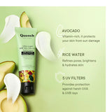 QUENCH BOTANICS Bravocado SPF 50+ PA++++ Korean Sunscreen With Vitamin E & Avocado For Glowing Skin, Lightweight & Non-Sticky, UVA & UVB Protection For Unisex Of All Skin Type, 50ml (Pomegranate)