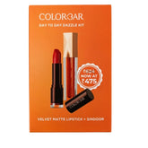 cblipstck - COLORBAR DAY TO DAY DAZZLE KIT, COMBO OF VELVET MATTE LIPSTICK - HOT HOT HOT AND SINDOOR - MY RED - Looknstyle