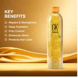 GK Hair Global Keratin Gold Shampoo And Conditioner 250ml With Free Argan Oil Serum 10ml For Hair Moisturizing Shine And Protection With Argan Oil, Shea Butter, Natural Oils