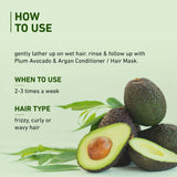 Plum Avocado & Argan Frizz Control Shampoo | for Curly, Wavy & Frizzy Hair | Sulphate & Parabens Free | with Aloe Vera Extract | Reduces Frizz, Retains Moisture & Conditions Strands | 250m