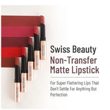 Swiss Beauty Non-Transfer Waterproof Lipstick with Jojoba Seed Oil | Matte Finish | Long-Lasting | Highly Pigmented |