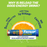Fast&Up Reload (5 Litres) Low Sugar energy drink for Instant Hydration - 20 Effervescent Tablets Orange flavour