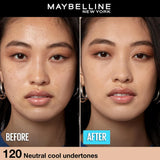 Maybelline New York Liquid Foundation,Medium Oily Matte Finish, With SPF, Absorbs Oil, Fit Me Matte + Poreless, 120 Classic Ivory, 30ml