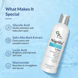 Fixderma Nigrifix Exfoliating Body Wash with 5% Actives (Lactic Acid, Glycolic Acid, Niacinamide Acid & Vitamin E) | Gentle Exfoliating Shower Gel | Improves Skin Tone | Body Wash Shower Gel - 200ml