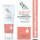 Fixderma Durave Acne Control & Oil Free Moisturizer for Face with Glycolic Acid | Niacinamide | Oily Skin | Face Moisturizer for Women & Men - 50 gm