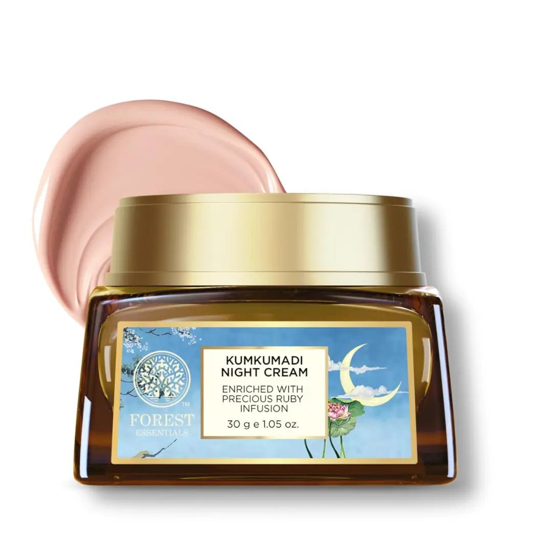 FORESTESSENTIALSKUMKUMADINIGHTCREAM - Forest Essentials Kumkumadi Ayurvedic Night Cream | Unique Formula Contains Precious Ruby Extracts | Brightens Skin, Reduces Pigmentation & Blemishes - Looknstyle