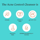 ftacncl - Foxtale Acne Control Cleanser for Oily & Acne Prone Skin, Controls Oil & Kills Acne Causing Bacteria, Acne Control Cleanser for Men & Women - 100 ml - Looknstyle