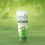 bio10 - Biotique Fresh Neem Pimple Control Face Wash| Ayurvedic and Organically Pure| Prevents Pimples |100% Botanical Extracts| Suitable for All Skin Types | 150mL - Looknstyle
