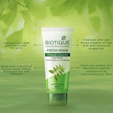 Biotique Fresh Neem Pimple Control Face Wash| Ayurvedic and Organically Pure| Prevents Pimples |100% Botanical Extracts| Suitable for All Skin Types | 150mL