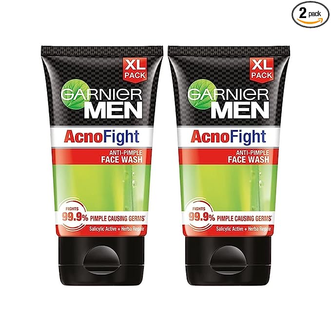 gmbenefits 150 g - Garnier Men, Anti - Pimple Face Wash, Repairs Skin & Balances Oils, AcnoFight, 2 x 150g (pack of 2) - Looknstyle