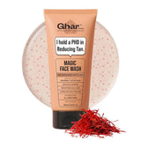 ghafw-Ghar Soaps De-Tan Face Wash | For Tan Reducing, Brightening & Glowing Skin | With Saffron, Provitamin B5, & Lactic Acid | For All Skin Types (100ml x 1 Pack)-Looknstyle