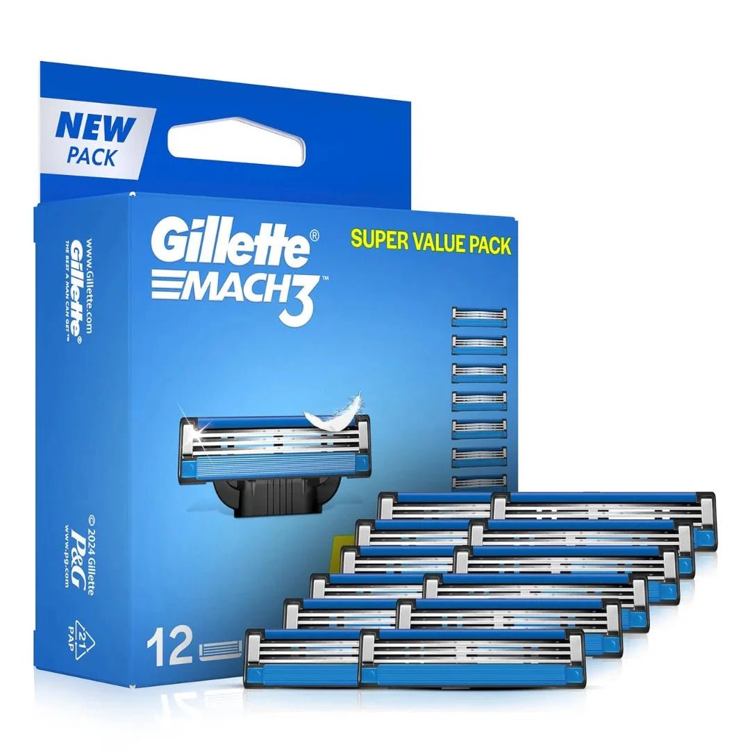 gimac - Gillette Mach 3 Manual Shaving Razor Blades (Cartridge) 12s pack - Looknstyle