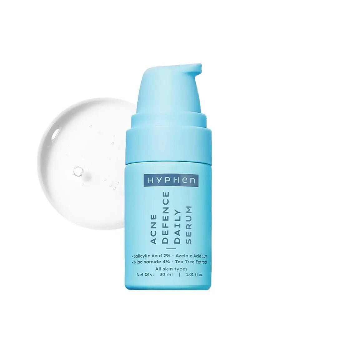 HYPENACNEDEFENICEDAILYSERUM - Hyphen Acne Defence Daily Serum For Acne Prone Skin with Salicylic acid 2%, Azelaic Acid 10%, Niacinamide 4% | Treats Active Acne, Controls Oil | AntiAcne Serum for Men & Women - 30 ml - Looknstyle