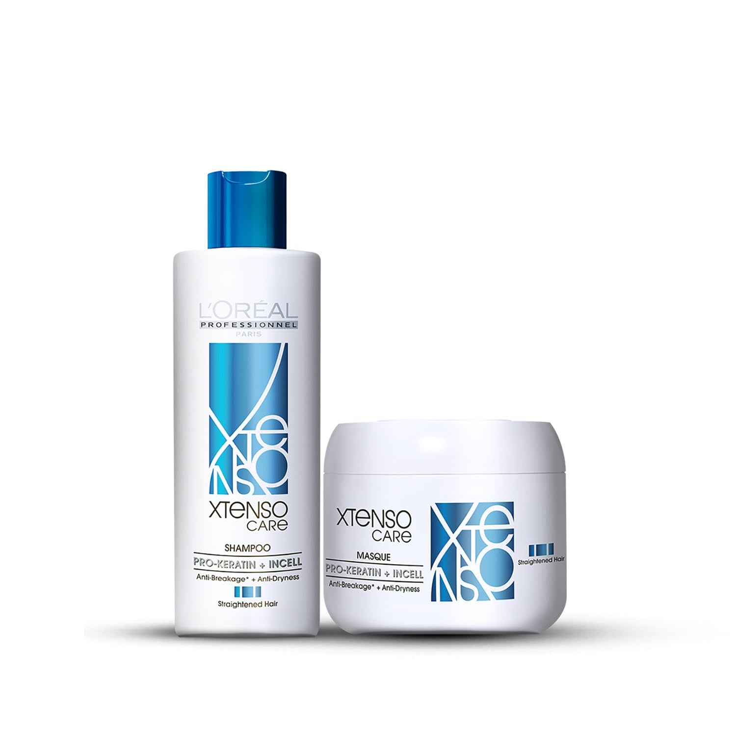 lp90 - L'Oreal Professional Xtenso Care Straight Shampoo 250ml & Mask 196Gm Combo Pack ( Blue ) - Looknstyle