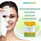 mh2 - Mamaearth Ubtan Bamboo Sheet Mask with Turmeric & Saffron for Skin Brightening - 25 g (25g) - Looknstyle