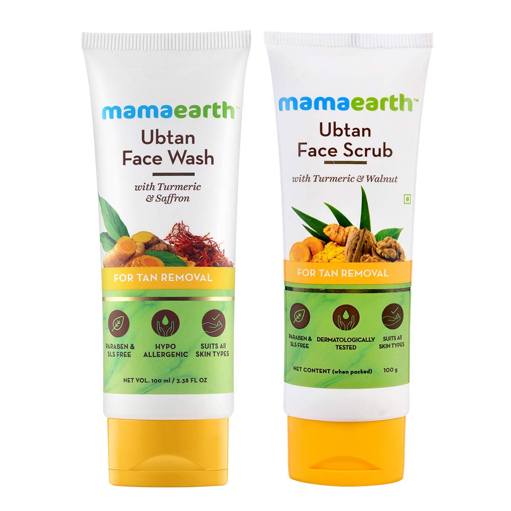 mamabfkfacewash combo - Mamaearth Ubtan face Wash 100ml & Ubtan Face Scrub 100ml Combo - Looknstyle