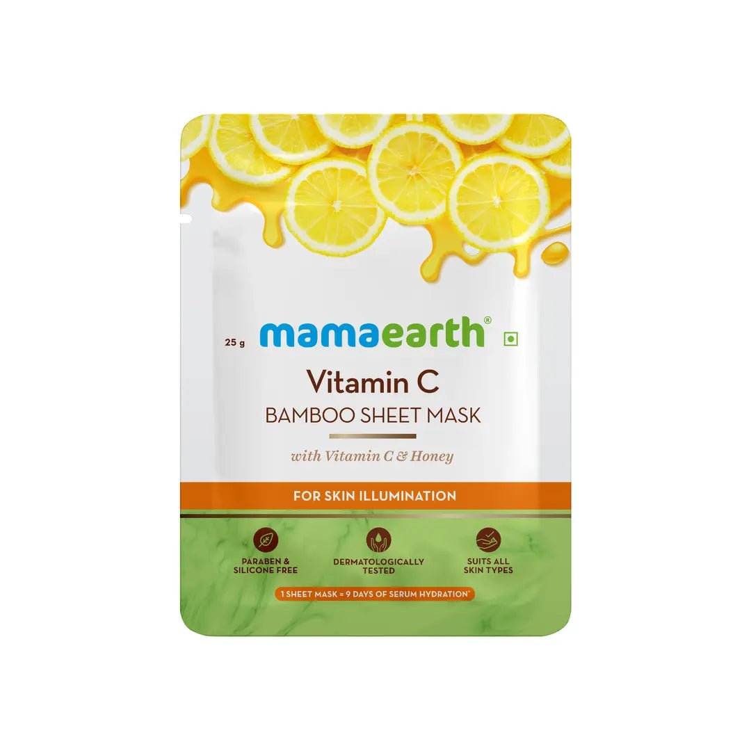 mevtcstmsk - Mamaearth Vitamin C Bamboo Sheet Mask with Vitamin C & Honey for Skin Illumination (25g) - Looknstyle