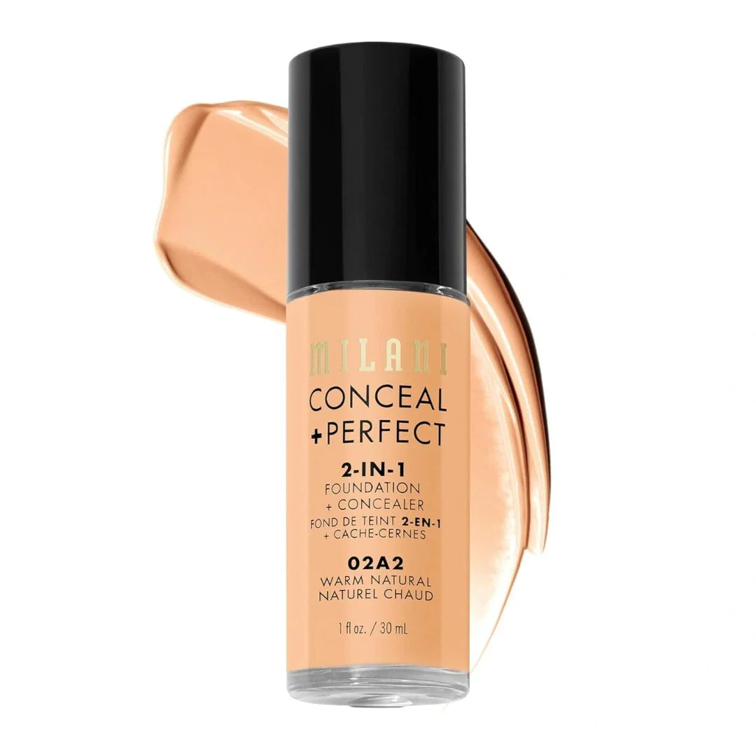 Milani Full Coverage Conceal + Perfect 2 - In - 1 Foundation + Concealer - Warm Natural (1 Fl. Oz.) Cruelty - Free Liquid Foundation Blemishes & Skin Discoloration, Dry - Deals999