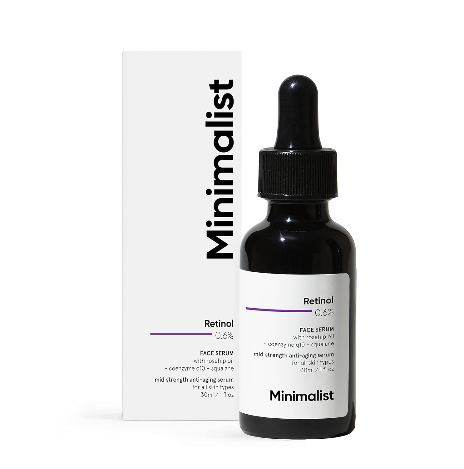 minRETI6 - Minimalist Retinol 0.6% Mid - Strength Anti Aging Face Serum For Unisex, Reduces Fine Lines & Wrinkles, Medium Strength Retinol Formula (Pack Of 1) - Looknstyle