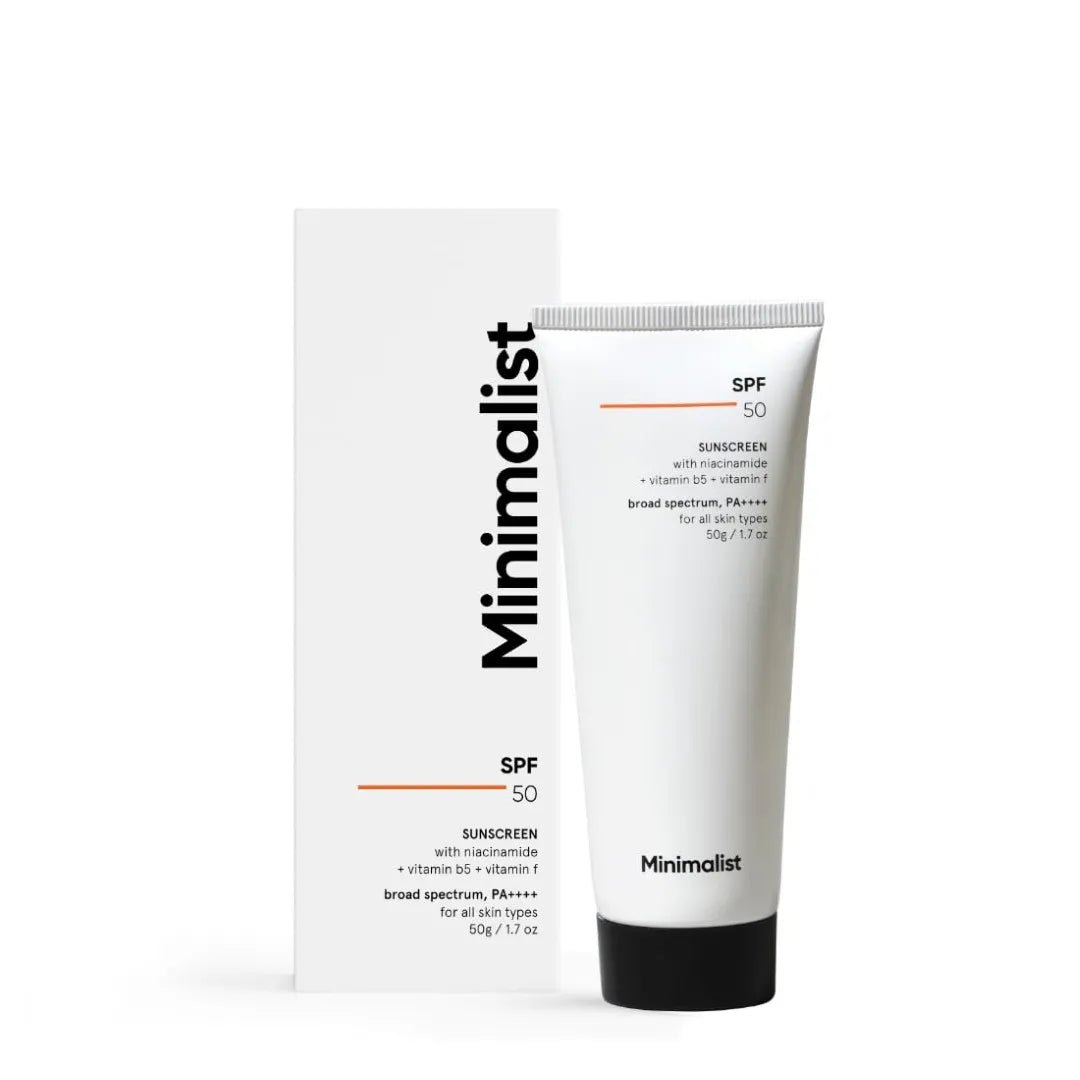 minspf50 - Minimalist Sunscreen SPF 50 PA++++ | Lightweight with Multi - Vitamins | No White Cast | Broad Spectrum | For Women & Men | 50g - Looknstyle
