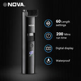 nht1100 - Nova Men Nht 1100 Digital Waterproof Trimmer 200 Min Runtime 60 Length Settings (Black) - Looknstyle