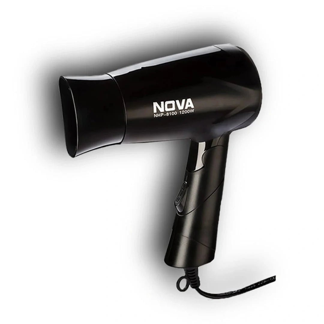 nhp8100 - Nova NHP 8100 Silky Shine 1200 Watts Hot and Cold Foldable Hair Dryer - Black - Looknstyle