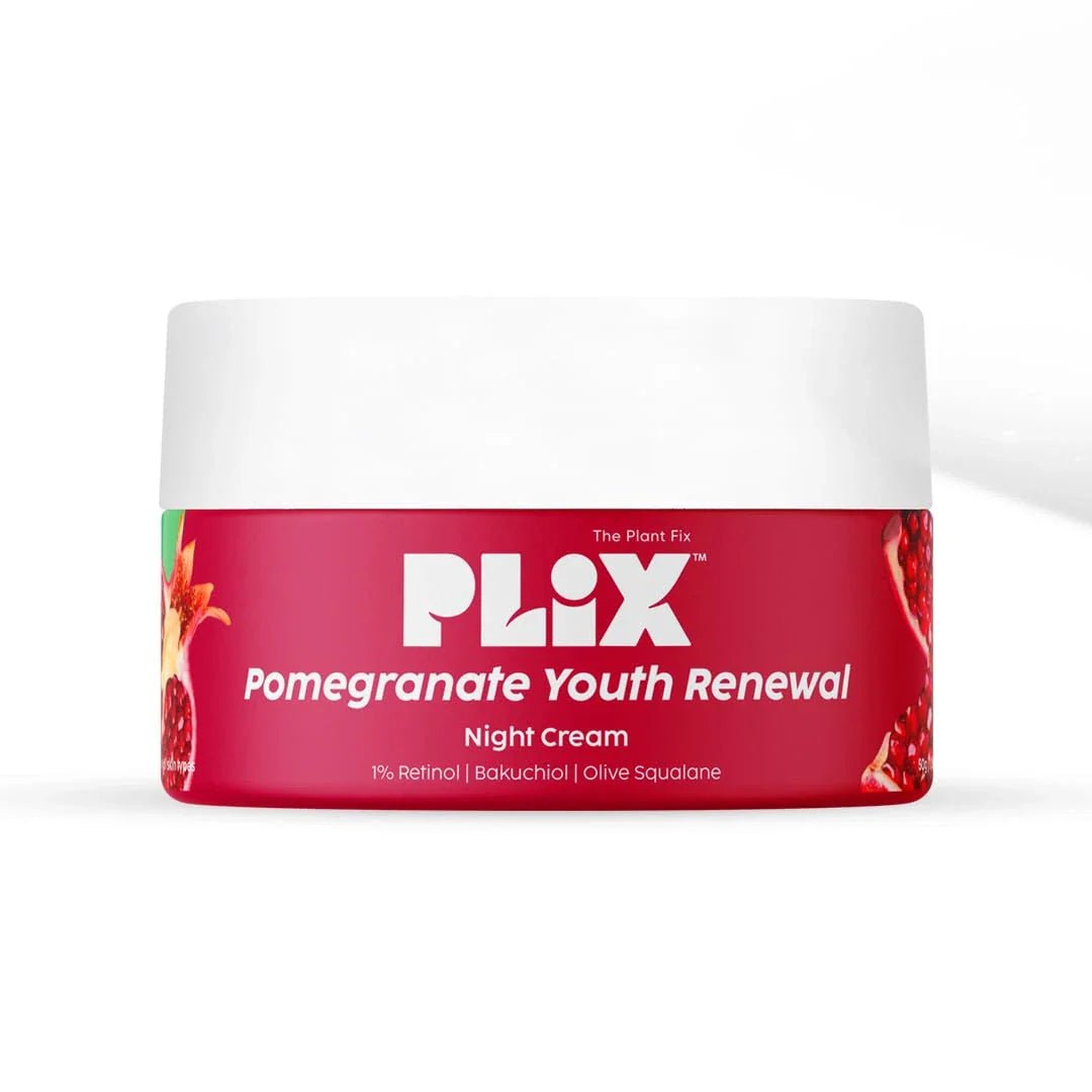 plxpmgnrm - PLIX - THE PLANT FIX Pomegranate 1.20% Retinol & 1% Bakuchi Oil Anti Ageing Night Cream | 50 G - Looknstyle