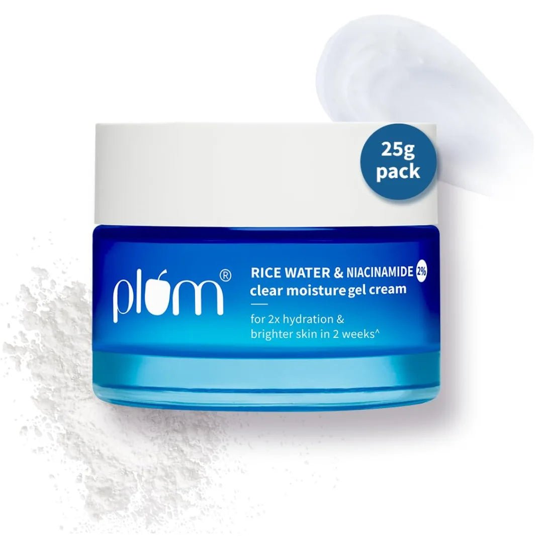 plum rice 25g - Plum 2% Niacinamide & Rice Water Superlight Gel Cream Winter Moisturizer for Face | 2X Oil - Free Hydration | Brightens, Fades Blemishes | Dermat - Tested | All Skin Types | Women & Men | 100% Vegan | 25 g - Looknstyle