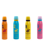Beverly Hills Polo Club No.1, No.2, No.8 and No.9 combo deodorant for women 150ml