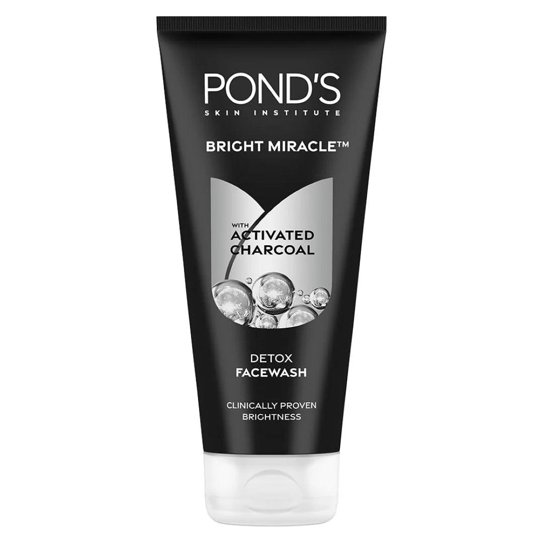 POND13 - POND'S Bright Miracle Detox Facewash | 10X Power of Activated Charcoal| For Deep Cleaned Skin | Reveals Glow, Pollution Clear Face Wash, 200gm - Looknstyle