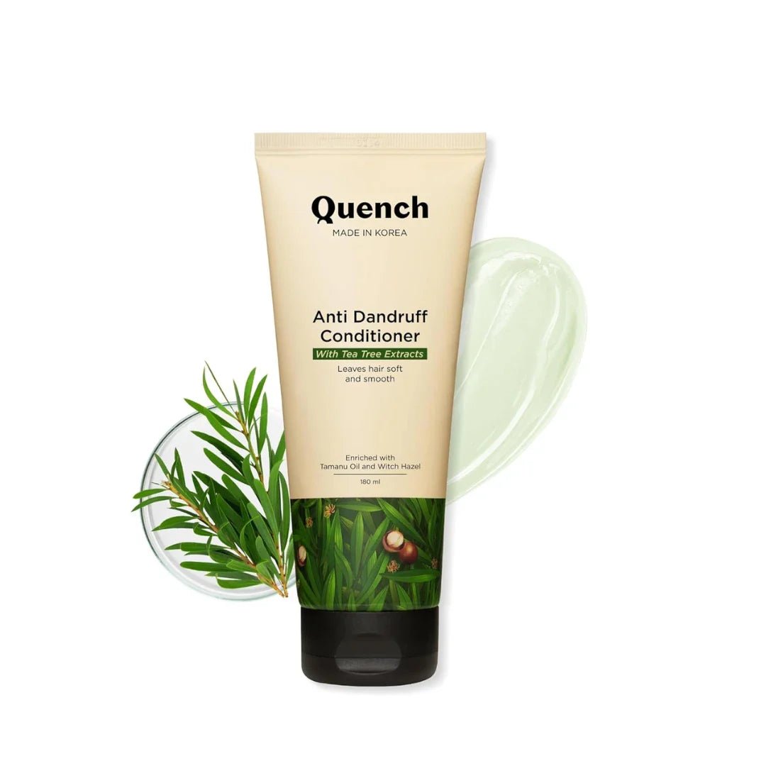 quenchconditionersampoo - QUENCH Anti Dandruff Conditioner All With Tea Tree Extracts, Provides Deep Nourishment & Minimizes Dandruff, Leaves Hair Soft, Smooth & Silky, Made In Korea (180Ml), 1 Count - Looknstyle