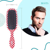 ROOTSBRUSHRZTX-RP - ROOTS Zero Tangle Paddle Hair Brush | Flexi Cushion Base | Soft yet Firm Bristles | Damage - Free Detangling on Sensitive/Wet/Dry Hair | Length - 7.08 Inch, Model No - RZTX - RP - Looknstyle