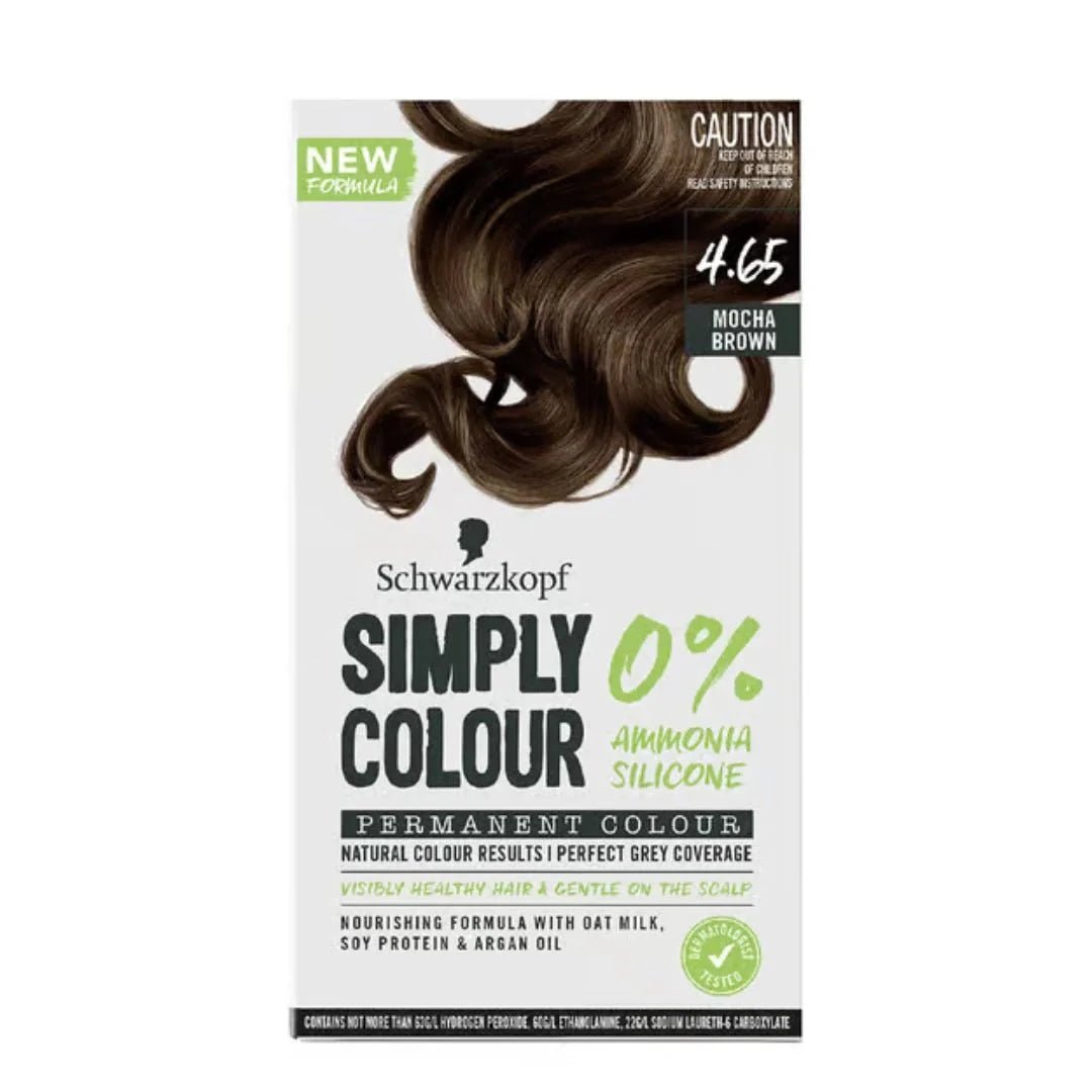 sc465nd - Schwarzkopf Simply Colour Permanent Hair Colour For 100% Grey Coverage - 4.65 Mocha Brown (142.5ml) - Looknstyle