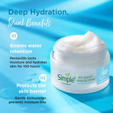 SIMPLESLEEPINGCREME - Simple Water Boost Skin Quench Sleeping Creme| 100HR Hydration |For Dry Skin Type| No Alcohol| No Perfume| No Harsh Chemicals| 40 g - Looknstyle