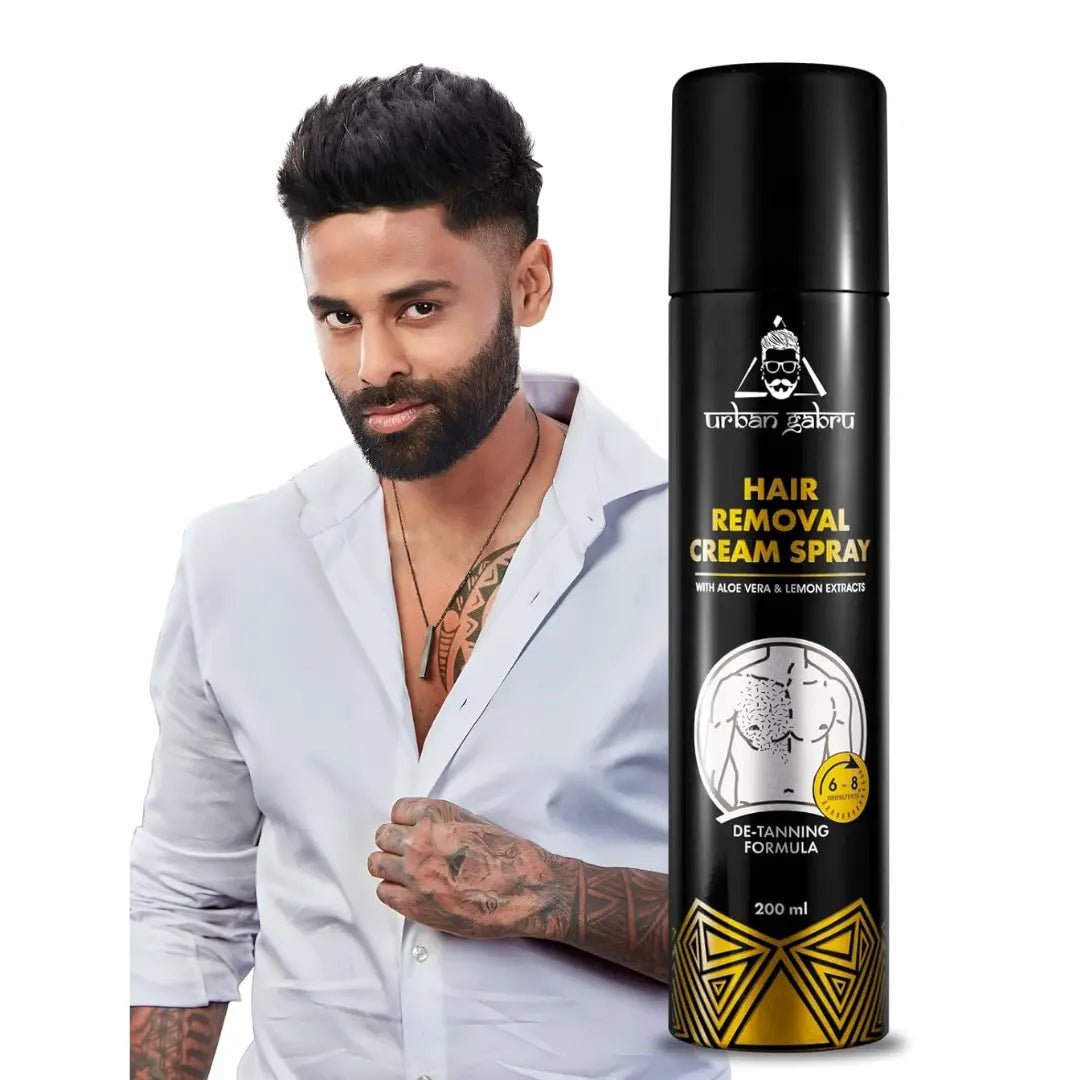 urb12 - urbangabru Hair Removal Cream Spray For Men| Painless Body Hair Removal Fpray For Chest, Back, Legs & Under Arms (200 ml, Aloe Vera) - Looknstyle