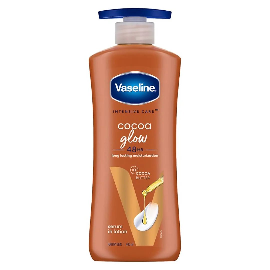 vase1 - Vaseline Cocoa Glow Serum In Lotion, 400 ml | 100% Pure Cocoa & Shea Butter - Looknstyle