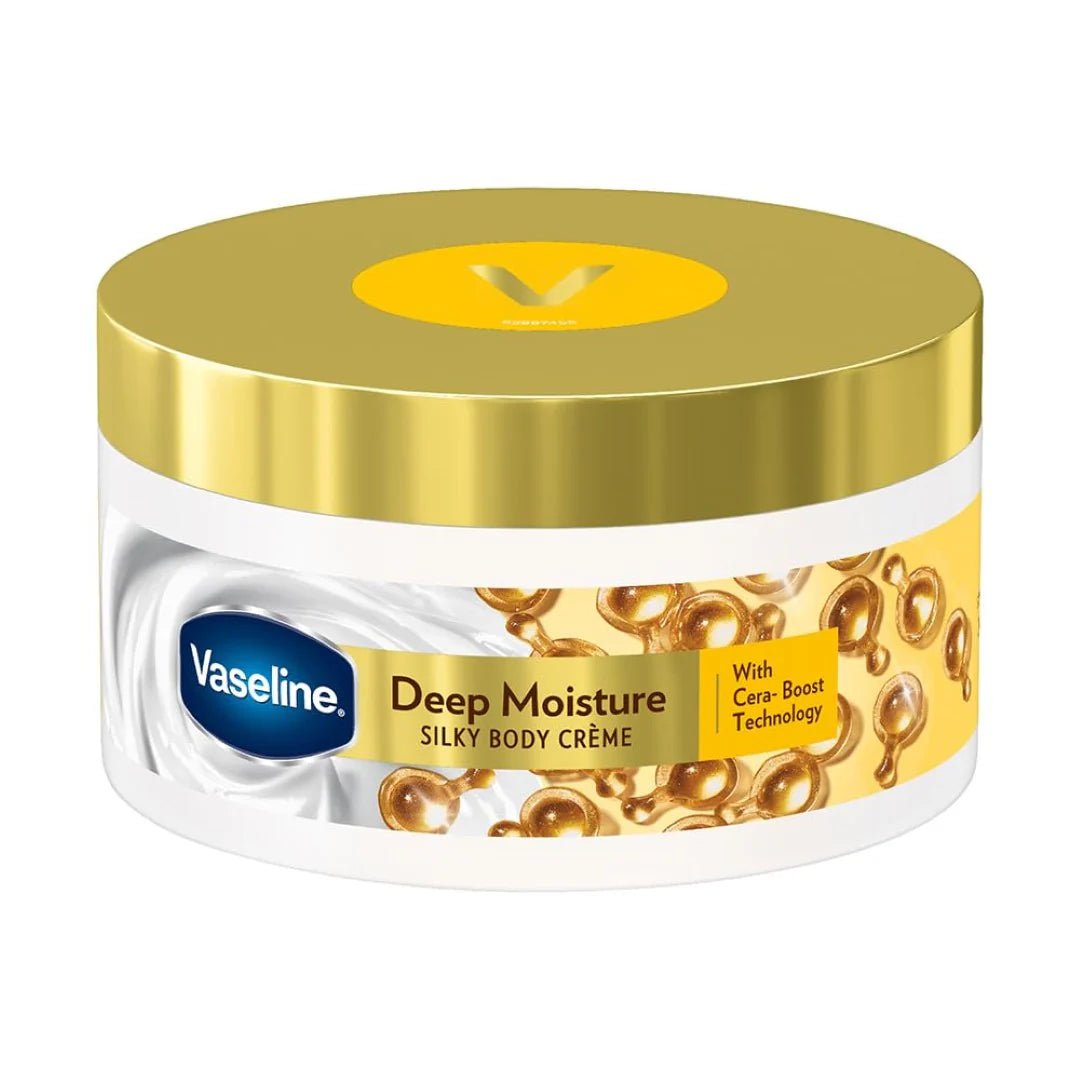 vase3 - Vaseline Deep Moisture Silky Body Creme, 180 g. With Cera - Boost Technology for Silky Smooth Skin - Looknstyle