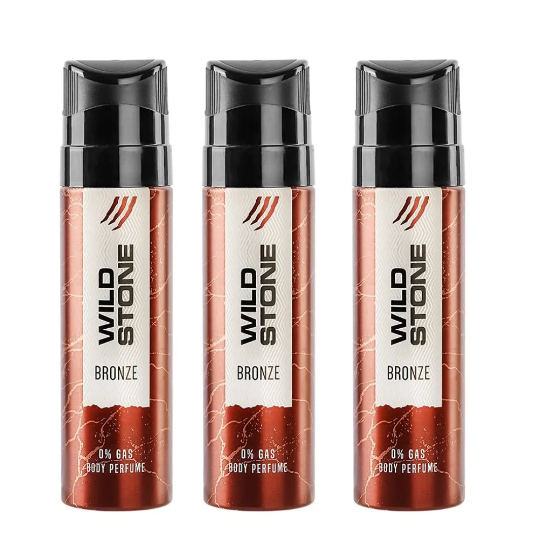 ws22 - Wild Stone Bronze No Gas Deodorant For Men 120ml (Pack of 3) - Looknstyle