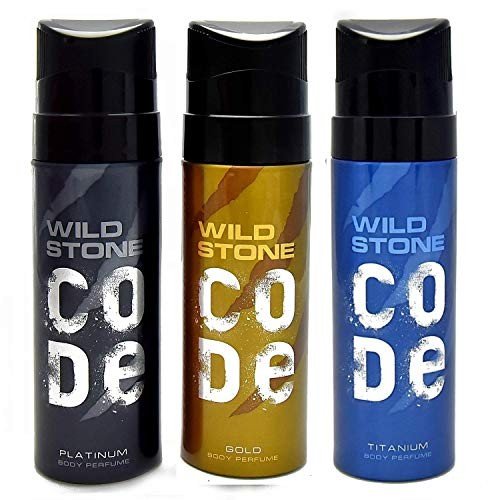 ws56 - Wild Stone Code Platinum, Gold, Titanium Body Perfume (120ml each) - Looknstyle