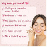 WISHCAREKANNUJROSEWATER200ML - WishCare 100% Pure & Natural Rose Water For Face, Skin & Hair - Rose Water Toner for Glowing Skin - Free from Paraben & Alcohol 200ml - Looknstyle