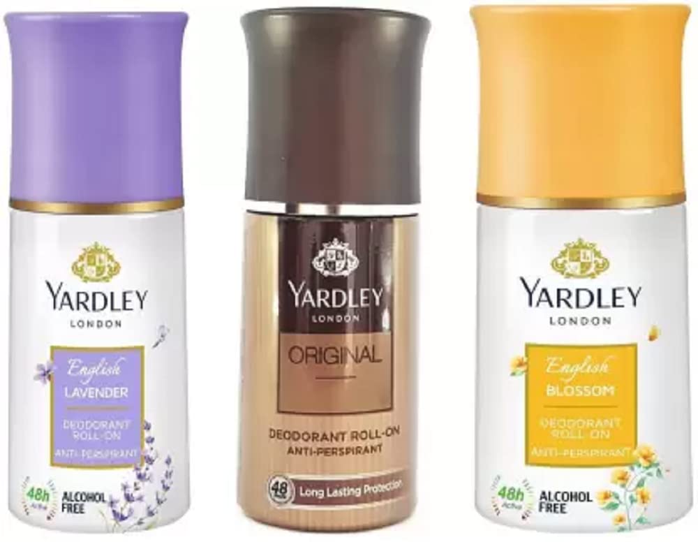 yd23 - Yardley London English Lavender, Orignal and English Blossom Roll On Roll On Pack Of 3 Deodorant Roll - on - For Women (50 ml, Pack of 3) - Looknstyle