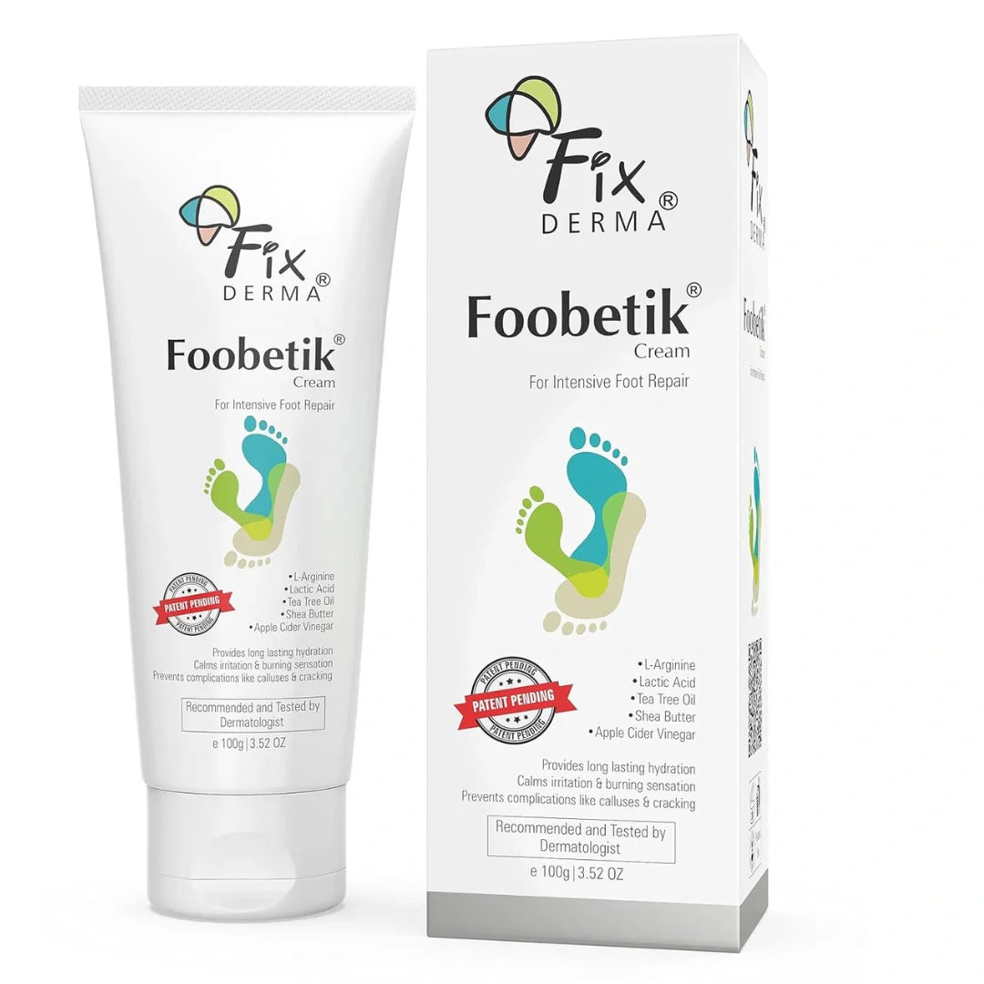 Fixderma Foobetik Cream, Foot cream, Foot care, For Dry & Cracked Feet, Moisturizes & Soothes Feet, Heel Repair, For Calloused, or Chapped Skin, Paraben Free 100gm