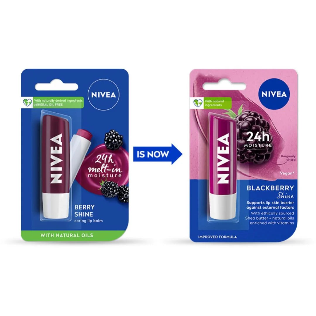 Nivea Lip Balm, Black  Berry Shine, 4.8G,Purple