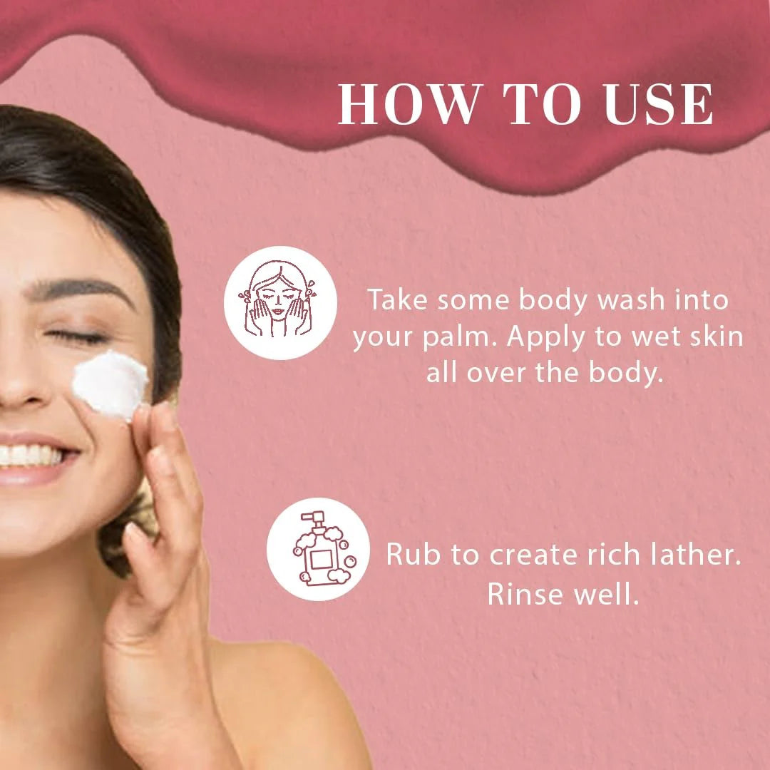 Khadi Natural Rose & Honey Body Wash | Body Wash for Deep Cleansing | Body Wash with Soothing Fragrance | Suitable for All Hair Types 210ml